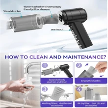 High Power Cordless Handheld Vacuum Cleaner - Multi-Functional Dust Vacuum Cleaner For Home And Car - USB Charging, Includes Accessory Kit, Cleaning Brush, Carpet Cleaner, Cleaner For All Household Cleaning