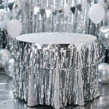 1pc Rain Curtain Tassel Table Skirt, Disposable Table Cloth Party Supplies Decorations, Suitable For Birthday Party, Wedding, Holiday Dining Table Decor