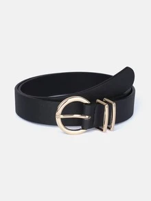 1 pieza Cinturón decorativo de mujer de unicolor y casual de PU (poliuretano), adecuado para uso diario con hebilla de doble pasador, otoño, Halloween - A - Ver 15