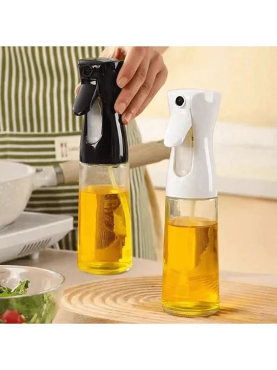 1 pieza Botella rociadora de aceite de oliva, Dispensador de aceite de cocina, Rociador de niebla para cocinar, hornear, asar a la parrilla, Botella rociadora de aceite recargable para barbacoa al aire libre, Accesorios de cocina