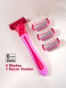 Cuchillas de acero inoxidable de 6 capas con mango antideslizante, maquinilla de afeitar manual para mujeres para el vello de las axilas y las piernas