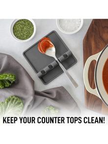 带滴水盘的硅胶厨房用具架，适用于各种用具，耐热，勺子架和铲刀架，非常适合炉灶、勺子、长柄、钳子等。 - 彩色 - 查看 3