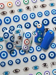 A New Personalized And Creative Blue Eye Nail Art Sticker With Embossed Cartoon Evil Eyes, Suitable For Personal DIY And Diary Decoration - Multicolor - View 4