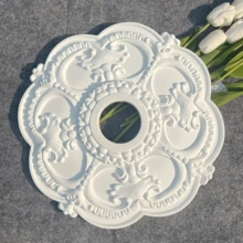 1pc PU Lamp Shade, French Style PU Line Wave Pattern Faux Plaster Lamp Shade, European Pendant Light Lamp Housing, Decorative American Ceiling Plaster Round Plate, PU Mold Model Imitation Wood Material Home Decor & Construction Material - P32 - View 5