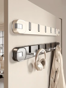 现代壁挂式吸盘挂钩架，带隐藏式挂钩 - 易于安装，无需钻孔，拆卸无损 - 可折叠塑料储物盒，适用于家居装饰、入口或浴室储物、配件支架 | 可折叠挂钩 | 无需钻孔壁挂架，浴室墙壁收纳架