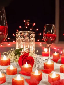 24/12pcs Red Flameless Romantic LED Candles, Heart-Shaped Candle Lights, Suitable For Festivals, Weddings, Birthdays, Valentine's Day, New Year, Anniversary Decorations, Yard Decorations, Garden Decorations