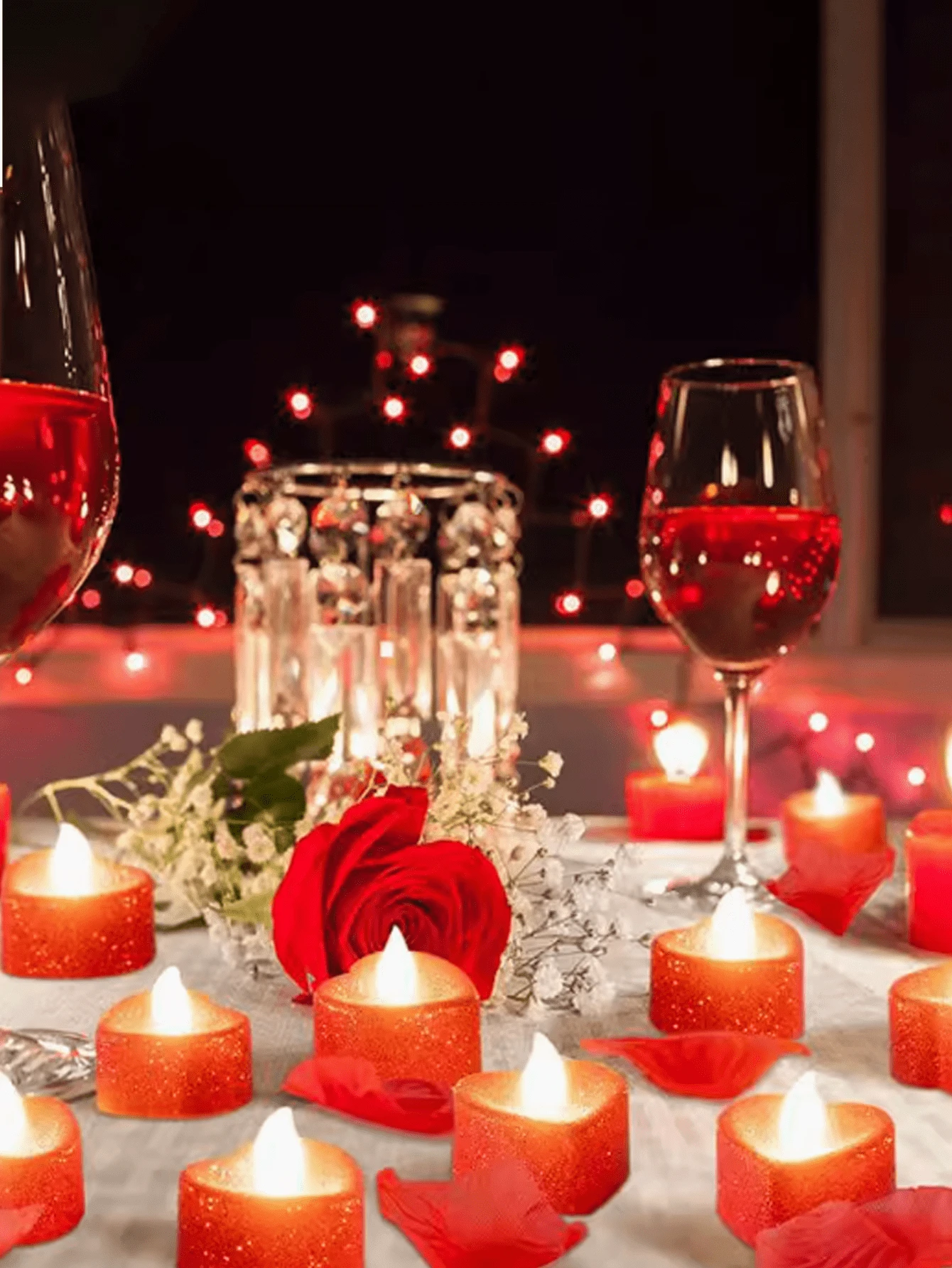 24/12pcs Red Flameless Romantic LED Candles, Heart-Shaped Candle Lights, Suitable For Festivals, Weddings, Birthdays, Valentine's Day, New Year, Anniversary Decorations, Yard Decorations, Garden Decorations