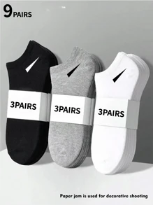 15/10/9/1 pares de calcetines unisex, calcetines deportivos, calcetines de moda, calcetines tobilleros blancos/negros/grises, colores lisos y estilo sencillo, aptos para uso casual diario