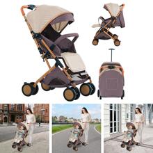 Multifunctional 4-Wheeled Stroller Stroller Outdoor Foldable 0-6 Years Old Can Sit Can Lie Can Push And Pull (With Cotton Cushion, Mosquito Net, Awning)