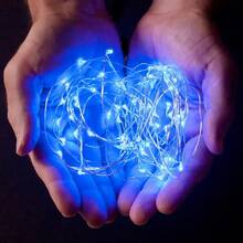 LED String Lights 20m 200LED Fairy Lights, AA Battery Powered Fairy String Lights, Waterproof Silver Wire Copper Wire String Lights For DIY Wedding Dorm, Bedroom, Party, Flower Decoration, Birthday Decoration, Campus Decoration, Holiday Decoration, Courtyard Garden Decoration, Etc - Blue - View 6