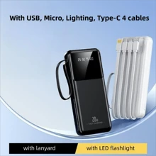 20W abnehmbares Kabel Spiegel Powerbank mit großer Kapazität, unverzichtbar für Geschäftsreisen und Reisen