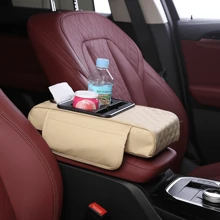 Adjustable Height & Phone Holder Car Armrest Pad - PU Leather, Ergonomic Design, Driving Comfort, Fatigue Relief For Most Vehicles