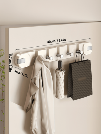 Modern Wall-Mounted Suction Cup Hook Rack With Hidden Hooks - Easy Installation, No Drilling And Damage-Free Removal - Foldable Plastic Storage Box, Suitable For Home Decor, Entryway Or Bathroom Storage, Accessory Holder | Foldable Hooks | No-Drill Wall Mount, Bathroom Wall Organizer