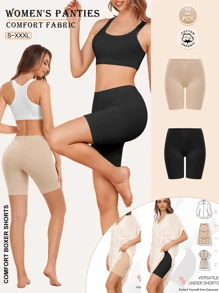 2 piezas Pantalones de seguridad informales de cintura media sin costuras para mujeres, pantalones cortos tipo bóxer para mujeres, pantalones cortos antirozamiento, ropa interior y pantalones cortos para bicicleta