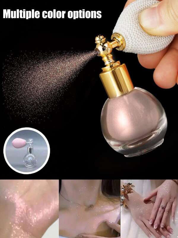 Highlight Powder Spray Bottel,Upgraded Multi-Purpose Powder Spray Bottle, Retro Atomizer Spray Bottle, Refillable Shiny Powder Atomizer Glass Bottle, Perfect For Travel And Home Decoration (Empty Bottle Without Powder), Travel Essentials School Supplies Holiday Camping Holiday Essentials Vacation Accessories Mini Perfume Women'S Perfume Men'S Perfume Container.