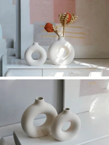 1 蒲苇小花瓶,现代波西米亚风格花瓶,适合装饰,婚礼,客厅,卧室,咖啡桌,餐桌,圆形白色/黑色花瓶中心装饰,万圣节餐桌装饰,节日装饰,感恩节餐桌中心装饰,最佳生日礼物 - 彩色 - 查看 9