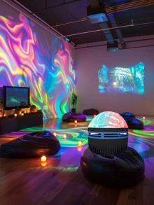 [Aurora LED Projector Night Light][USB-Powered Aurora LED Projection Light | Multi-Color Light Show And USB Light With Remote Control. It Can Create A Novel And Dreamy Galactic Nebula Effect Atmosphere In Any Room. It Is The Perfect Ideal Decorative Light For Ceilings, Living Rooms, Bedrooms, Camping, Weddings, And Parties. It Is A Perfect And Ideal Gift For Festivals And Birthdays - 多色光 - 查看 3