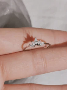 1 Stück zarter Zirkonia Ring aus 925er Sterling Silber, eleganter, schlichter Damenring, exquisites Schmuckgeschenk zum Muttertag