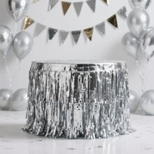 1pc Rain Curtain Tassel Table Skirt, Disposable Table Cloth Party Supplies Decorations, Suitable For Birthday Party, Wedding, Holiday Dining Table Decor