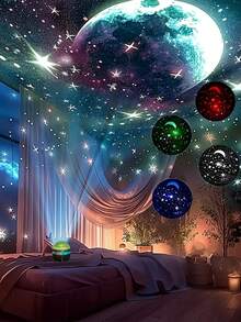 Led Light USB-Powered Aurora LED Night Light Projector With Remote Control - Multiple Color Options, Portable Design, Perfect For Gifts And Parties, Adjustable Brightness, Light Up Your Bedroom - Multicolor - View 9