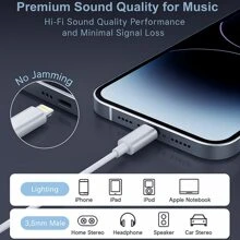 FCV Aux Cord For IPhone, IPhone 3.5mm Headphone Jack Aux Cord Lightning/UBS-C To Aux Audio Cable For Car Home Stereo Speaker Headphone Compatible With IPhone