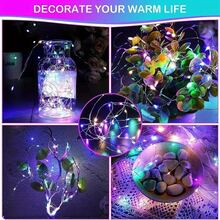 LED 灯串 20 米 200LED 仙女灯，AA 电池供电仙女灯串，防水银线铜线灯串适用于 DIY 婚礼宿舍、卧室、派对、花卉装饰、生日装饰、校园装饰、节日装饰、庭院花园装饰等 - 彩色 - 查看 4
