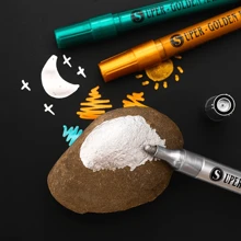 Guangna 12 colori super dorati, pennarelli con punte spesse, colori metallici per fai da te e graffiti, pennarelli glitterati, punta da 3 mm, adatti per metallo, modelli, ceramica, tela, pietra, cartone e altri materiali multifunzione, ottimi per la pittura!, Ritorno a scuola, forniture scolastiche