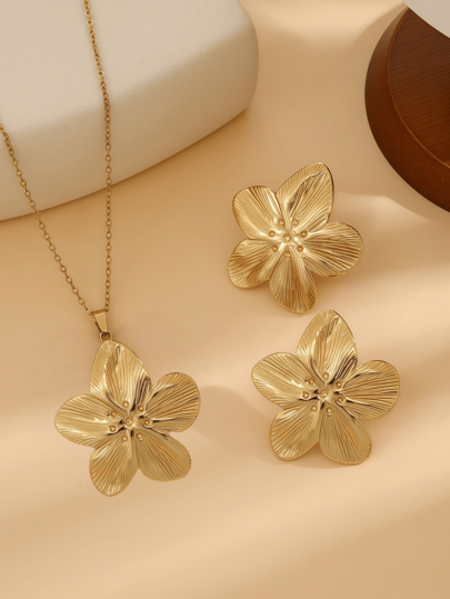 3 Pieces Of French Elegant Flower Necklace Earrings Set, Gifts For Friends, Gifts For Sisters, Gifts For Women, Suitable For Daily Wear, The Best Choice For Daily Wear