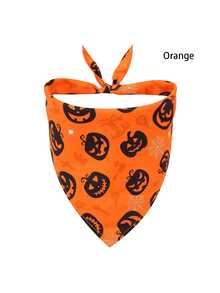 1pc Devil Pumpkin Pattern Comfortable Triangle Pet Bandana/Scarf, Suitable For Small, Medium, Large Dogs - Multicolor - View 7