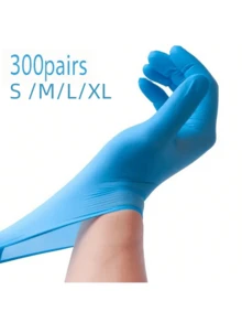 100只一次性手套，超耐用，蓝色/粉色/黑色/白色/紫色一次性丁腈乳胶手套，适用于厨房、纹身、染发、宠物护理、美容院和家居清洁，多用途一次性手套。注意包装方式为袋装，原因：运输过程中不易损坏。