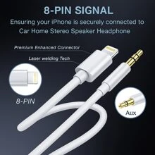 FCV Aux Cord For IPhone, IPhone 3.5mm Headphone Jack Aux Cord Lightning/UBS-C To Aux Audio Cable For Car Home Stereo Speaker Headphone Compatible With IPhone