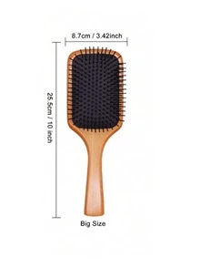 1 pieza Peine de madera de sándalo con cojín de aire, peine de masaje de madera antiestático para desenredar, estimular el cabelludo, crecimiento y engrosamiento del cabello, cuidado corporal para viajes, al aire libre, deporte, oficina, escuela - Marrón - Ver 11