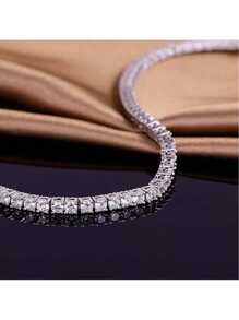Silver Moissanite Tennis Bracelet,18K White Gold Plated 3mm Round Moissanite Tennis Bracelet 6.5-8.5 Inch
