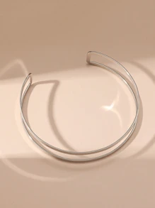 1 pièce Collier ras-du-cou ouvert en forme de C, minimaliste, mode punk, métal fil de ligne. Bijoux de tous les jours pour femmes
