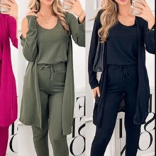 Women's 3 Piece Set Simple Elegant Casual Knot Pocket Office - 黑色 - 查看 2