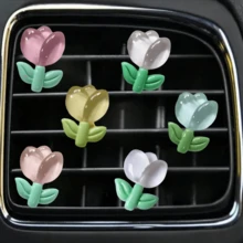 6 件郁金香花汽车出风口夹，汽车配件，适合男女，汽车出风口装饰 - 彩色 - 查看 5