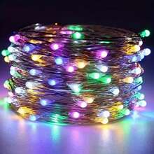 LED 灯串 20 米 200LED 仙女灯，AA 电池供电仙女灯串，防水银线铜线灯串适用于 DIY 婚礼宿舍、卧室、派对、花卉装饰、生日装饰、校园装饰、节日装饰、庭院花园装饰等 - 彩色 - 查看 10