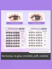 1 pièce de faux cils de tournesol à double pointe sans tige, faux cils de cluster unique de fée de dessin animé pour débutants, auto-adhésifs