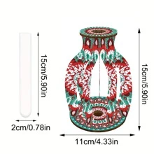 1 Stück DIY 5D Diamant-Malerei Set, handgefertigte Diamant-Kunst Vase Dekoration mit Mandala Blumen Muster, aus Holzmaterial mit transparenter Röhre, Tischdeko, Party, Heimdekoration, bedeutungsvolle handgefertigte Geschenk