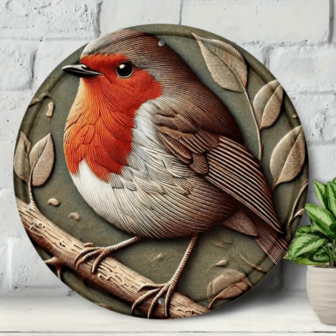 1pc Rustic Metal Plaque, 7.8x7.8 Inches (20x20cm), Vintage Red Breasted Robin Theme, Indoor/Outdoor Decor, Wreath Decor, Suitable For Home, Bar, Garage, Cafe, Garden Gate And Wall Art, Durable Farmhouse Decor