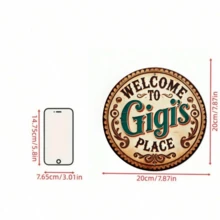 1 placa de parede de metal estilo vintage "Bem-vindo" 20x20 cm, decoração redonda de metal, adequada para casa, cozinha, café, bar e jardim - presente exclusivo para amantes de jardinagem e café - Multicolorido - Ver 2