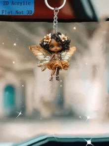 Enchanted Fairy 2D Acrylic Charm – A Delightfully Designed Multi-Functional Accessory, Perfect As A Keychain, Car Decor, Gift Embellishment, Room Ornament, DIY Backpack Charm, Or Personalized Jewelry. Ideal For Valentine's Day, Home Decor, Festive Decorations, And More-A Magical Gift For Someone Special.[The Product Needs To Be Installed Manually.] Car Accessories Bag Charm Backpack For School - Multicolor - View 2