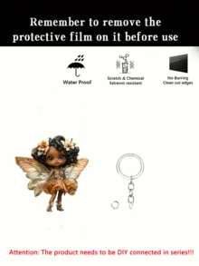Enchanted Fairy 2D Acrylic Charm – A Delightfully Designed Multi-Functional Accessory, Perfect As A Keychain, Car Decor, Gift Embellishment, Room Ornament, DIY Backpack Charm, Or Personalized Jewelry. Ideal For Valentine's Day, Home Decor, Festive Decorations, And More-A Magical Gift For Someone Special.[The Product Needs To Be Installed Manually.] Car Accessories Bag Charm Backpack For School - Multicolor - View 4