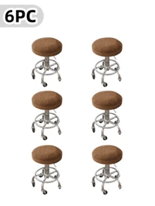 带松紧带的弹力沙发套，可洗靠垫保护套，适用于厨房、餐厅、家居装饰 - 适用于标准吧台凳和圆形座椅、厨房柜台凳，经典圆形设计，仿羊毛质感圆形凳子套 11.8-15.7 英寸/30-40 厘米吧台凳套天鹅绒，圆形滚动椅套，适用于带轮凳子 - 彩色 - 查看 18