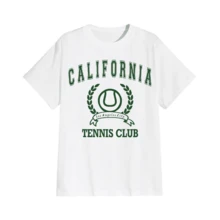 Playera 100% Algodón Peinado Con Temática Club De Tenis Ideal Para Regalos, Uso Diario, Entrenamiento - Blanco - Ver 4