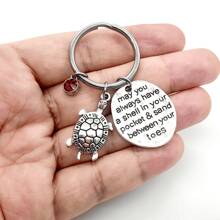 1 pièce Porte-clés tortue de mer pour femmes et hommes, porte-clés avec pierre de naissance, accessoires tortue, bijoux de fête, cadeaux d'anniversaire pour elle, accessoires de voiture, charm de sac à dos pour l'école