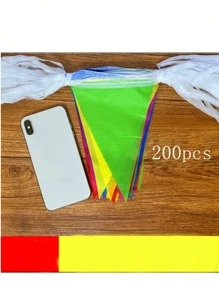 50/100/200pcs Colorful Triangle Bunting Flags - Vibrant Multicolor Pennant Garland, Polyester, Ideal For Grand Openings, Carnivals, Theme Parties, And Outdoor Celebrations, Festive Party Decorations | Celebratory Flags | Polyester Flags Banner Tapestry Room Decor Birthday Decorations