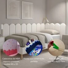 Cabeceira Nuvem Infantil 20x60cm – Estofada em Veludo/Suede para Cama de Criança - Rosa chiclete - Visão 3