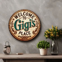 1 placa de parede de metal estilo vintage "Bem-vindo" 20x20 cm, decoração redonda de metal, adequada para casa, cozinha, café, bar e jardim - presente exclusivo para amantes de jardinagem e café - Multicolorido - Ver 10