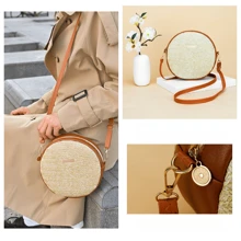 New Cute And Simple Straw Bag Women's Woven Round Bag One-Shoulder Oblique Women's Bag Wallet